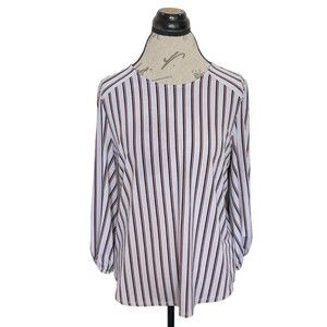 Adrianna Papell Womens Blouse Size Medium Striped Career Office Flaw Repurpose